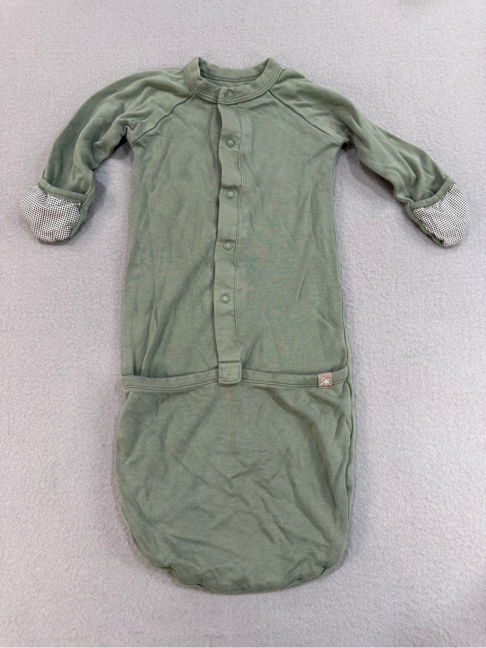 Goumi Olive Green Sleeved Baby Sleep Sack with Snap Front